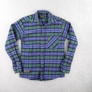 The Vermont Flannel Co.  Shirt Mens Small‎ Blue and Green Plaid  Made in USA